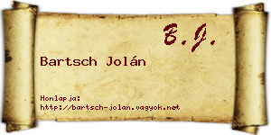 Bartsch Jolán névjegykártya